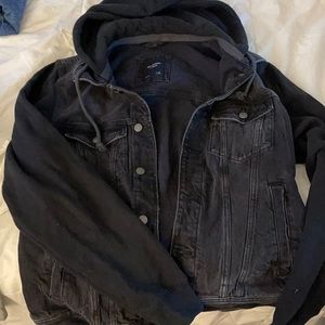 A&F Men’s Black denim hoodie jacket